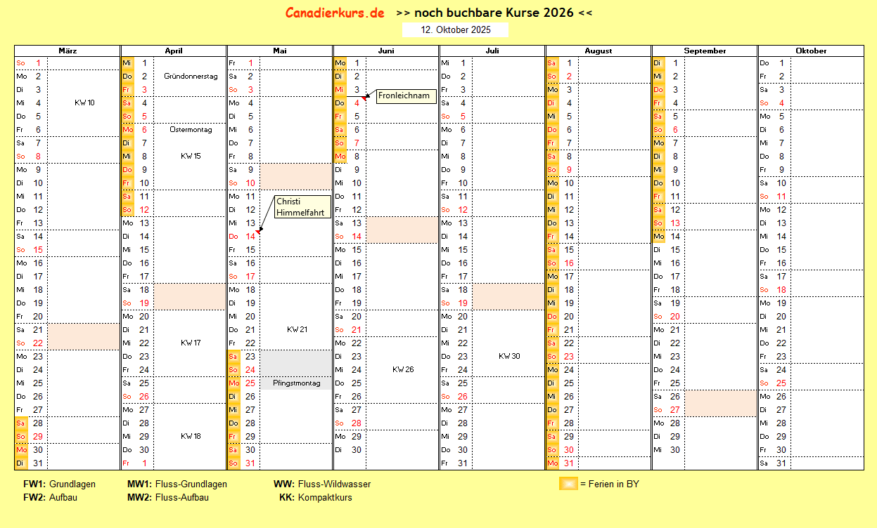 Kalenderberblick 2025